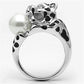 MA3W297 - Rhodium Brass Ring with Synthetic Pearl in White