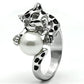 MA3W297 - Rhodium Brass Ring with Synthetic Pearl in White