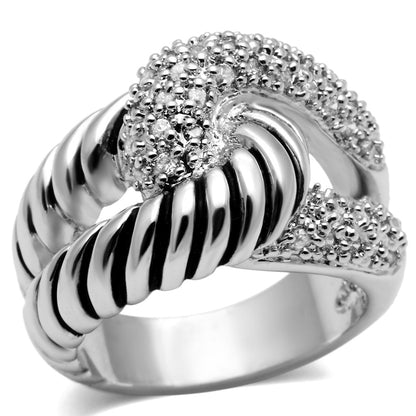 MA3W298 - Rhodium Brass Ring with AAA Grade CZ  in Clear
