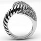 MA3W298 - Rhodium Brass Ring with AAA Grade CZ  in Clear