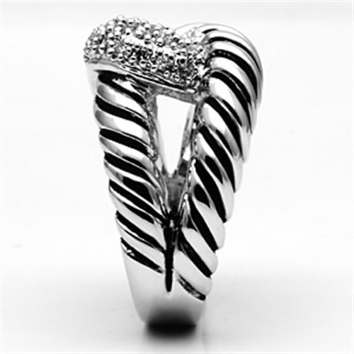 MA3W298 - Rhodium Brass Ring with AAA Grade CZ  in Clear