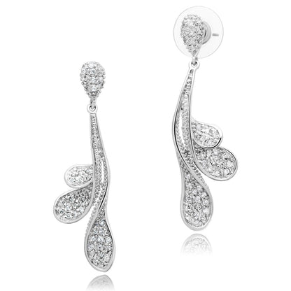 MA3W299 - Rhodium Brass Earrings with AAA Grade CZ  in Clear