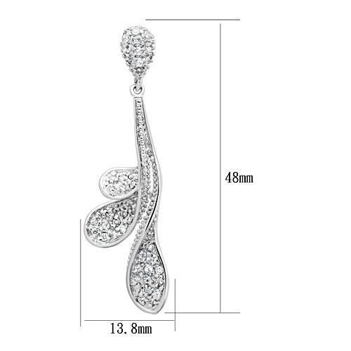 MA3W299 - Rhodium Brass Earrings with AAA Grade CZ  in Clear