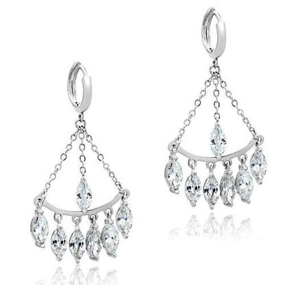 MA3W301 - Rhodium Brass Earrings with AAA Grade CZ  in Clear