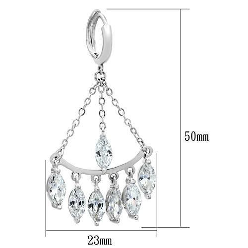 MA3W301 - Rhodium Brass Earrings with AAA Grade CZ  in Clear