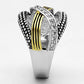 MA3W305 - Reverse Two-Tone Brass Ring with AAA Grade CZ  in Clear