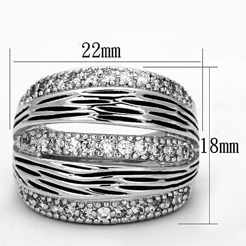 MA3W307 - Rhodium Brass Ring with AAA Grade CZ  in Clear