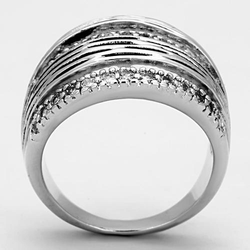 MA3W307 - Rhodium Brass Ring with AAA Grade CZ  in Clear
