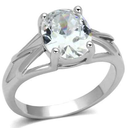 MA3W308 - Rhodium Brass Ring with AAA Grade CZ  in Clear