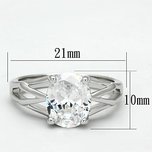 MA3W308 - Rhodium Brass Ring with AAA Grade CZ  in Clear