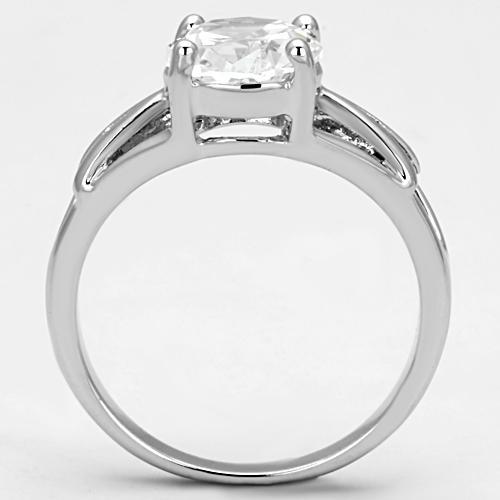 MA3W308 - Rhodium Brass Ring with AAA Grade CZ  in Clear