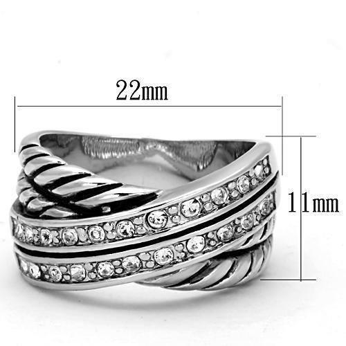 MA3W311 - Rhodium Brass Ring with Top Grade Crystal  in Clear
