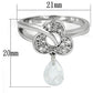 MA3W312 - Rhodium Brass Ring with AAA Grade CZ  in Clear