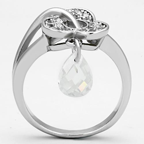 MA3W312 - Rhodium Brass Ring with AAA Grade CZ  in Clear