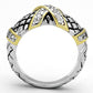 MA3W314 - Reverse Two-Tone Brass Ring with AAA Grade CZ  in Clear