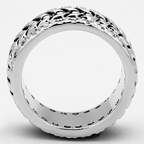 MA3w315 - Rhodium Brass Ring with AAA Grade CZ  in Clear