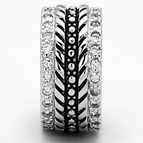 MA3w315 - Rhodium Brass Ring with AAA Grade CZ  in Clear