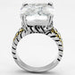 MA3w316 - Reverse Two-Tone Brass Ring with AAA Grade CZ  in Clear