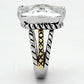 MA3w316 - Reverse Two-Tone Brass Ring with AAA Grade CZ  in Clear