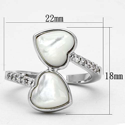 MA3w317 - Rhodium Brass Ring with Precious Stone Conch in White