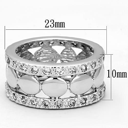 MA3w319 - Rhodium Brass Ring with AAA Grade CZ  in Clear