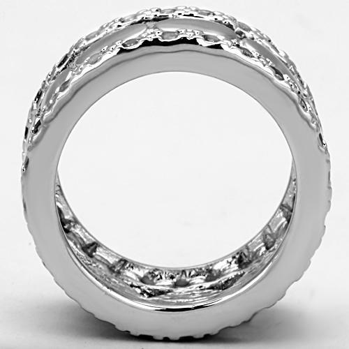 MA3w319 - Rhodium Brass Ring with AAA Grade CZ  in Clear