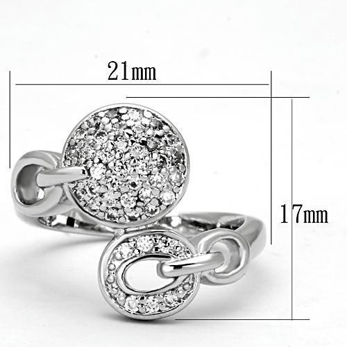 MA3W321 - Rhodium Brass Ring with AAA Grade CZ  in Clear