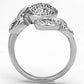 MA3W321 - Rhodium Brass Ring with AAA Grade CZ  in Clear