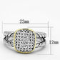 MA3W322 - Reverse Two-Tone Brass Ring with AAA Grade CZ  in Clear