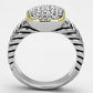 MA3W322 - Reverse Two-Tone Brass Ring with AAA Grade CZ  in Clear