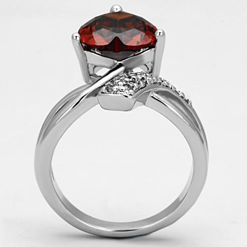 MA3W323 - Rhodium Brass Ring with AAA Grade CZ  in Garnet