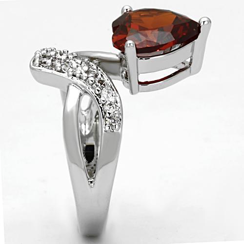 MA3W323 - Rhodium Brass Ring with AAA Grade CZ  in Garnet