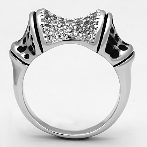 MA3W324 - Rhodium Brass Ring with AAA Grade CZ  in Clear