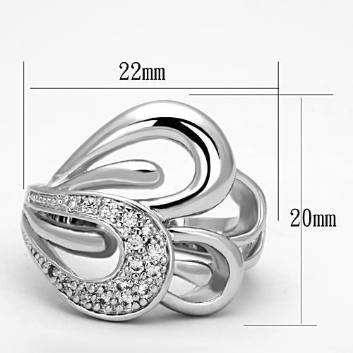 MA3W325 - Rhodium Brass Ring with AAA Grade CZ  in Clear