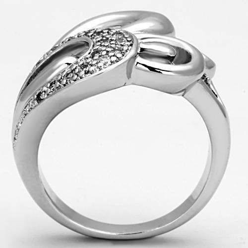 MA3W325 - Rhodium Brass Ring with AAA Grade CZ  in Clear