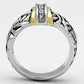 MA3W327 - Reverse Two-Tone Brass Ring with Top Grade Crystal  in Clear