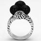 MA3W330 - Rhodium Brass Ring with AAA Grade CZ  in Black Diamond