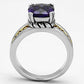 MA3W331 - Reverse Two-Tone Brass Ring with AAA Grade CZ  in Amethyst
