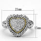 MA3W333 - Reverse Two-Tone Brass Ring with AAA Grade CZ  in Clear