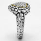 MA3W333 - Reverse Two-Tone Brass Ring with AAA Grade CZ  in Clear