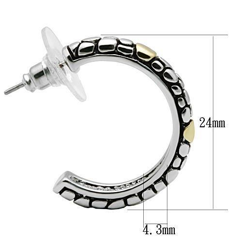 MA3W335 - Reverse Two-Tone Brass Earrings with Epoxy  in Jet