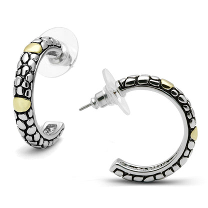 MA3W335 - Reverse Two-Tone Brass Earrings with Epoxy  in Jet