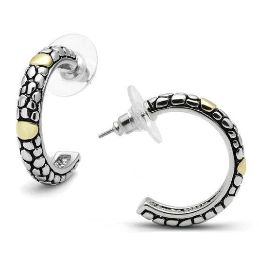 MA3W335 - Reverse Two-Tone Brass Earrings with Epoxy  in Jet