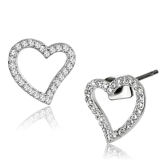 MA3W346 - Rhodium Brass Earrings with AAA Grade CZ  in Clear