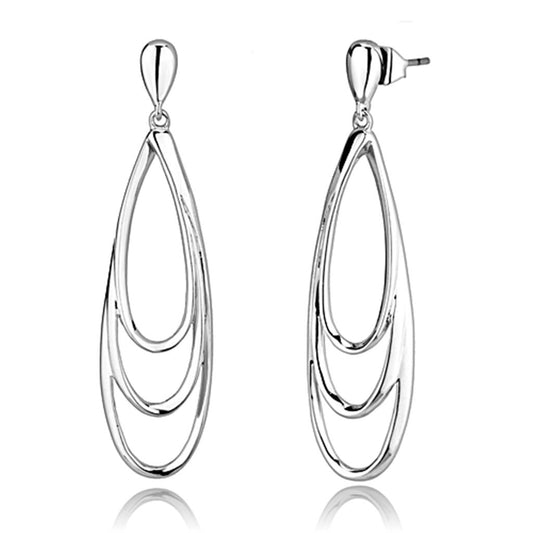 MA3W349 - Rhodium Brass Earrings with No Stone