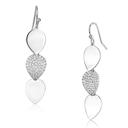 MA3W351 - Rhodium Brass Earrings with AAA Grade CZ  in Clear