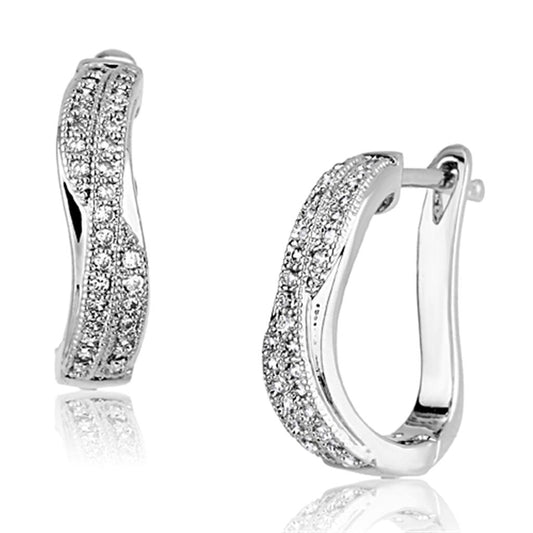 MA3W358 - Rhodium Brass Earrings with AAA Grade CZ  in Clear