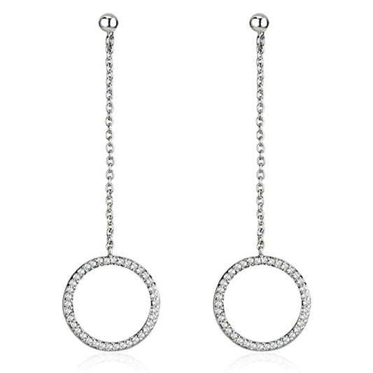 MA3W364 - Rhodium Brass Earrings with AAA Grade CZ  in Clear