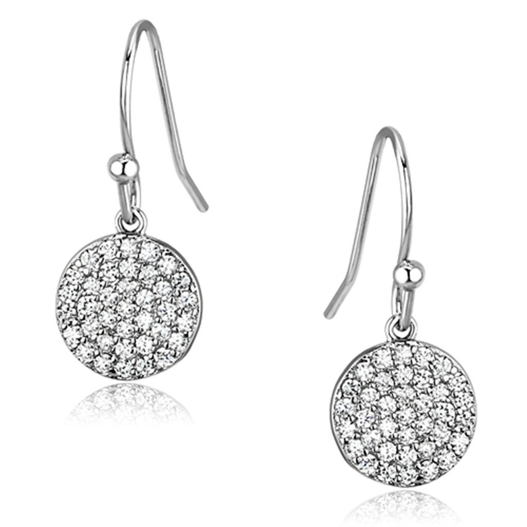 MA3W369 - Rhodium Brass Earrings with AAA Grade CZ  in Clear
