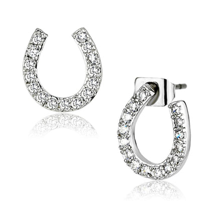 MA3W371 - Rhodium Brass Earrings with AAA Grade CZ  in Clear